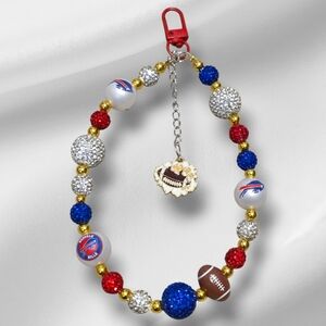 Buffalo Bills Beaded Bag Charm- Red, Blue, Gold